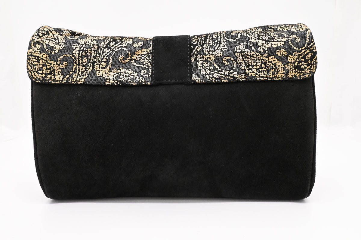 Bally Clutch on Chain in Black, Grey and Gold Leather