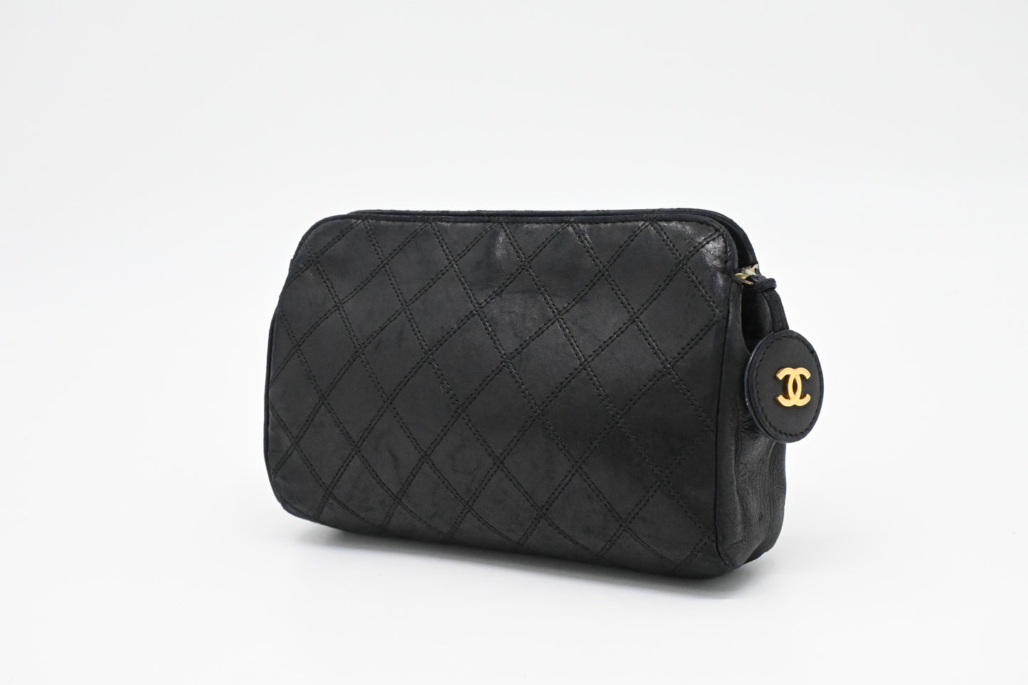 Chanel Pouch in Black Matelassé Leather