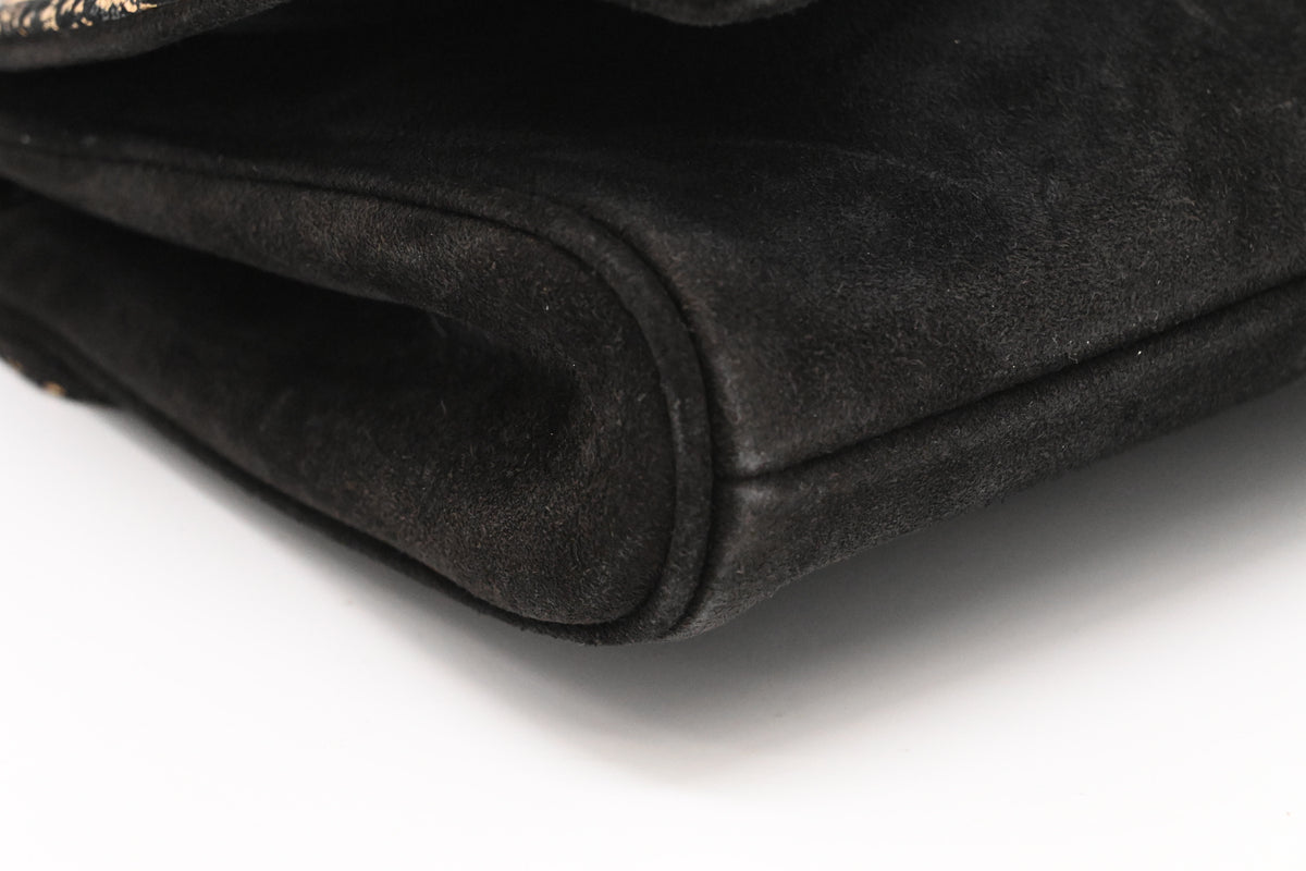 Bally Clutch on Chain in Black, Grey and Gold Leather