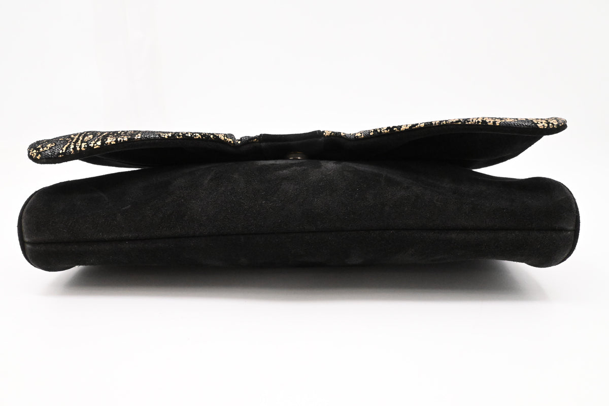 Bally Clutch on Chain in Black, Grey and Gold Leather