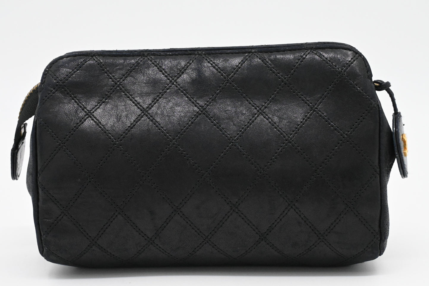 Chanel Pouch in Black Matelassé Leather