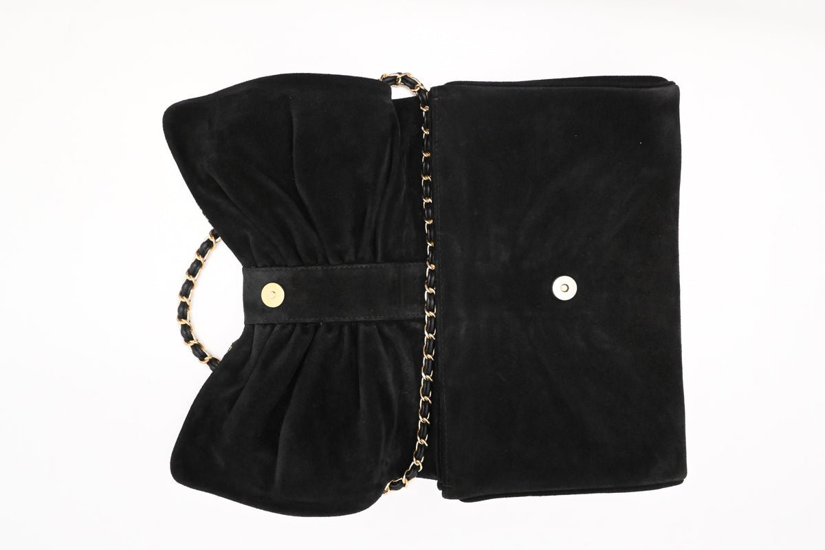 Bally Clutch on Chain in Black, Grey and Gold Leather