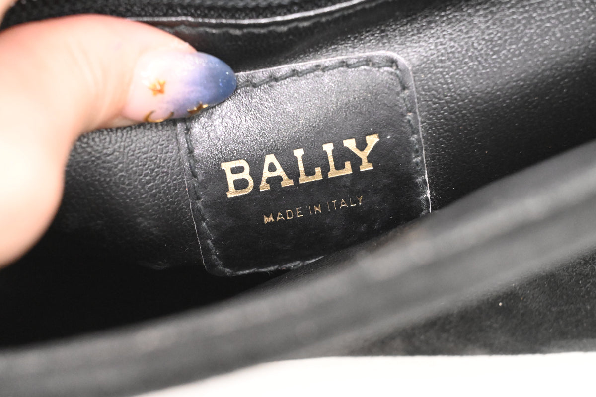Bally Clutch on Chain in Black, Grey and Gold Leather