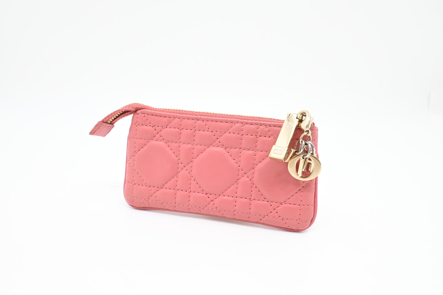 Dior Coin Case in Pink Cannage Leather