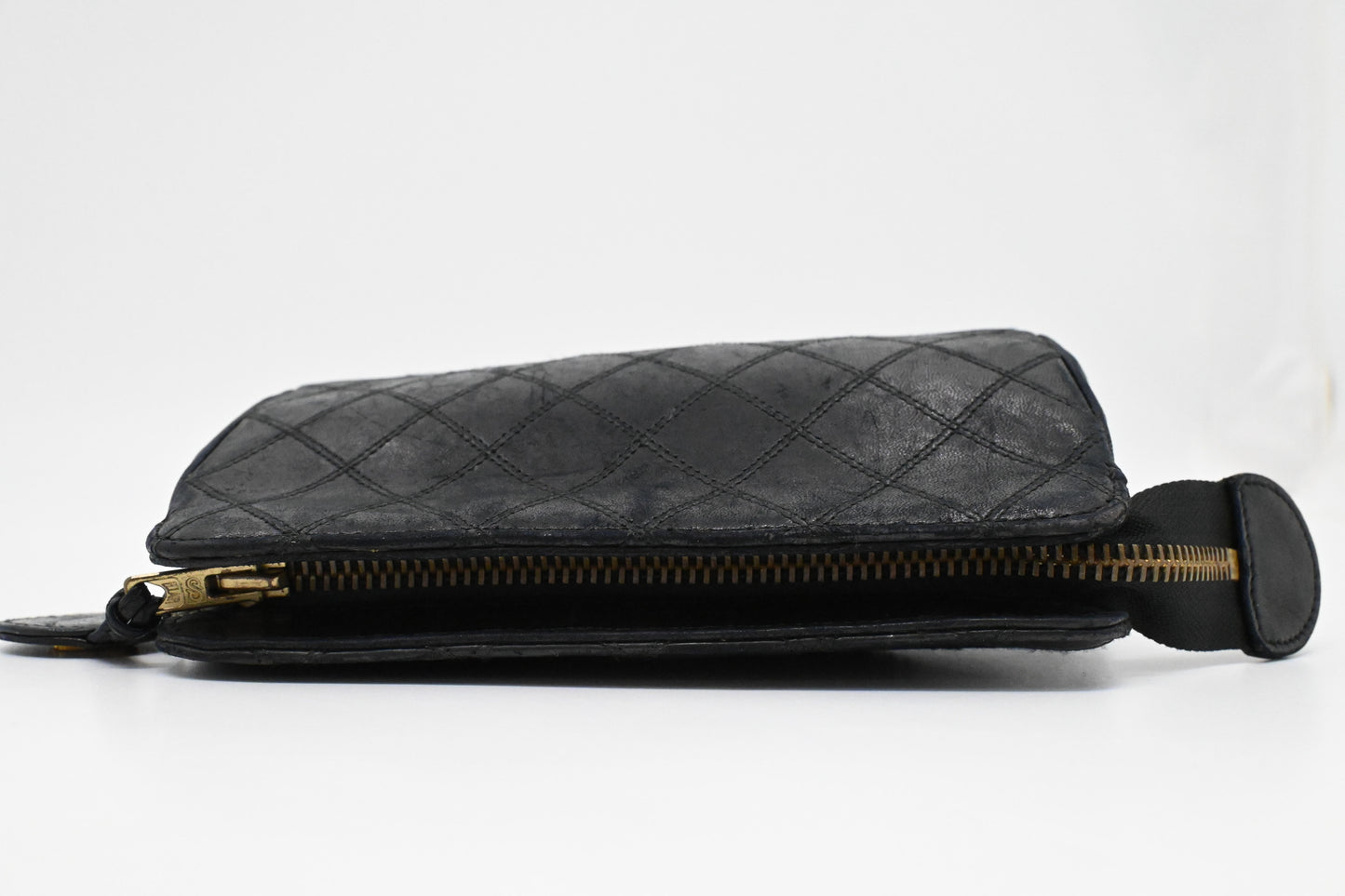 Chanel Pouch in Black Matelassé Leather