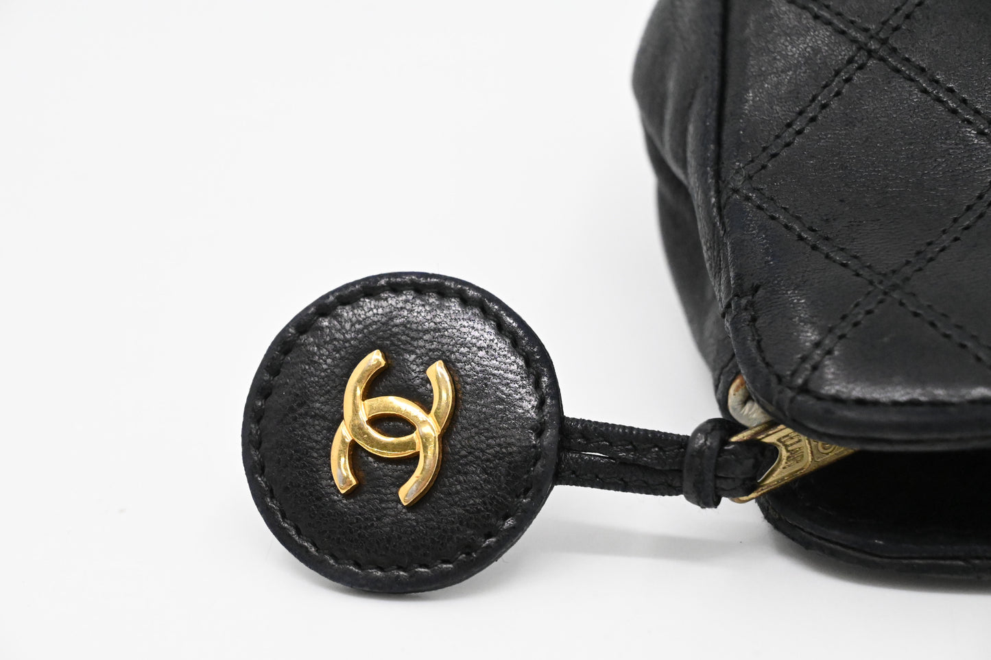 Chanel Pouch in Black Matelassé Leather