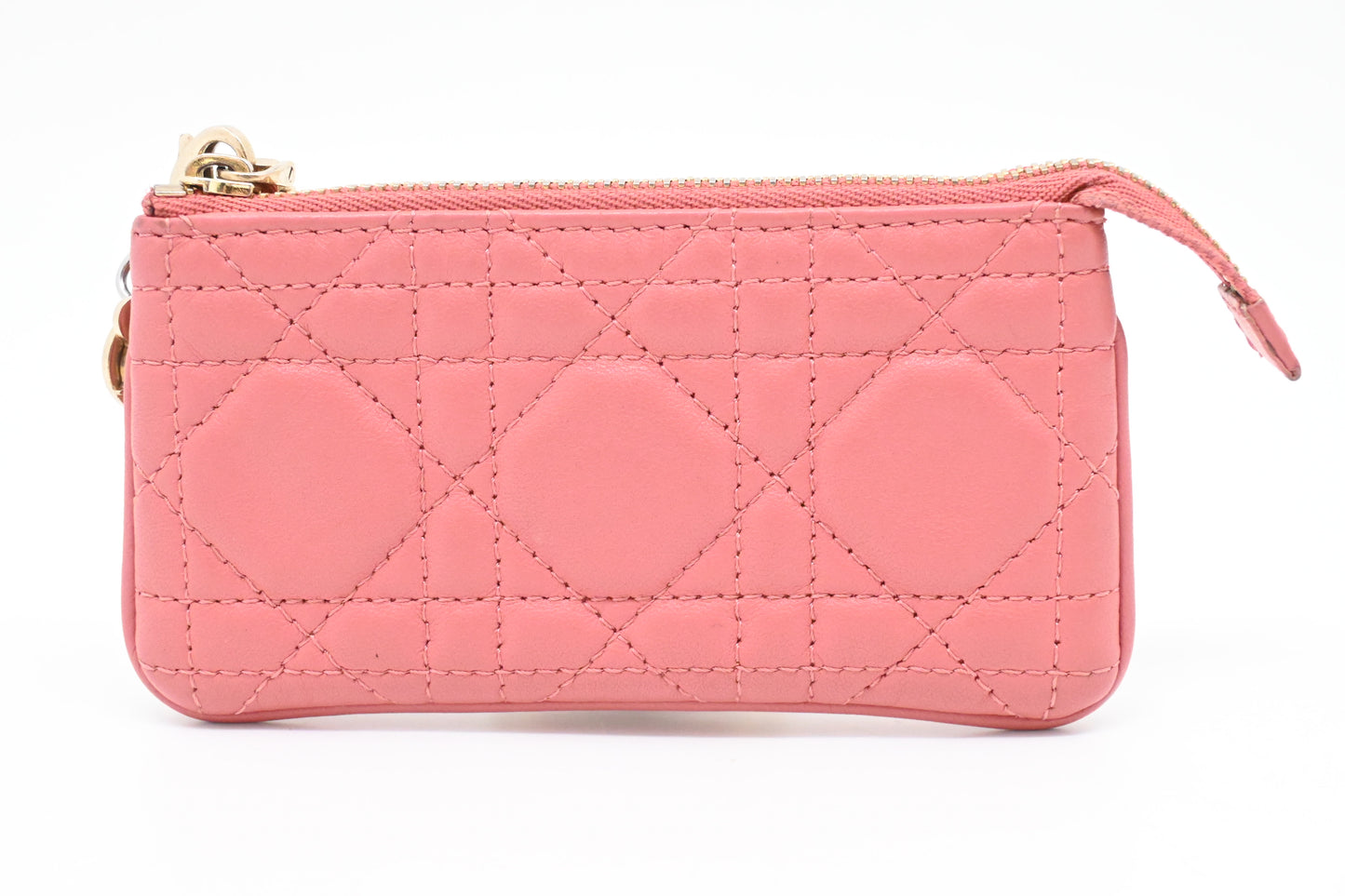 Dior Coin Case in Pink Cannage Leather