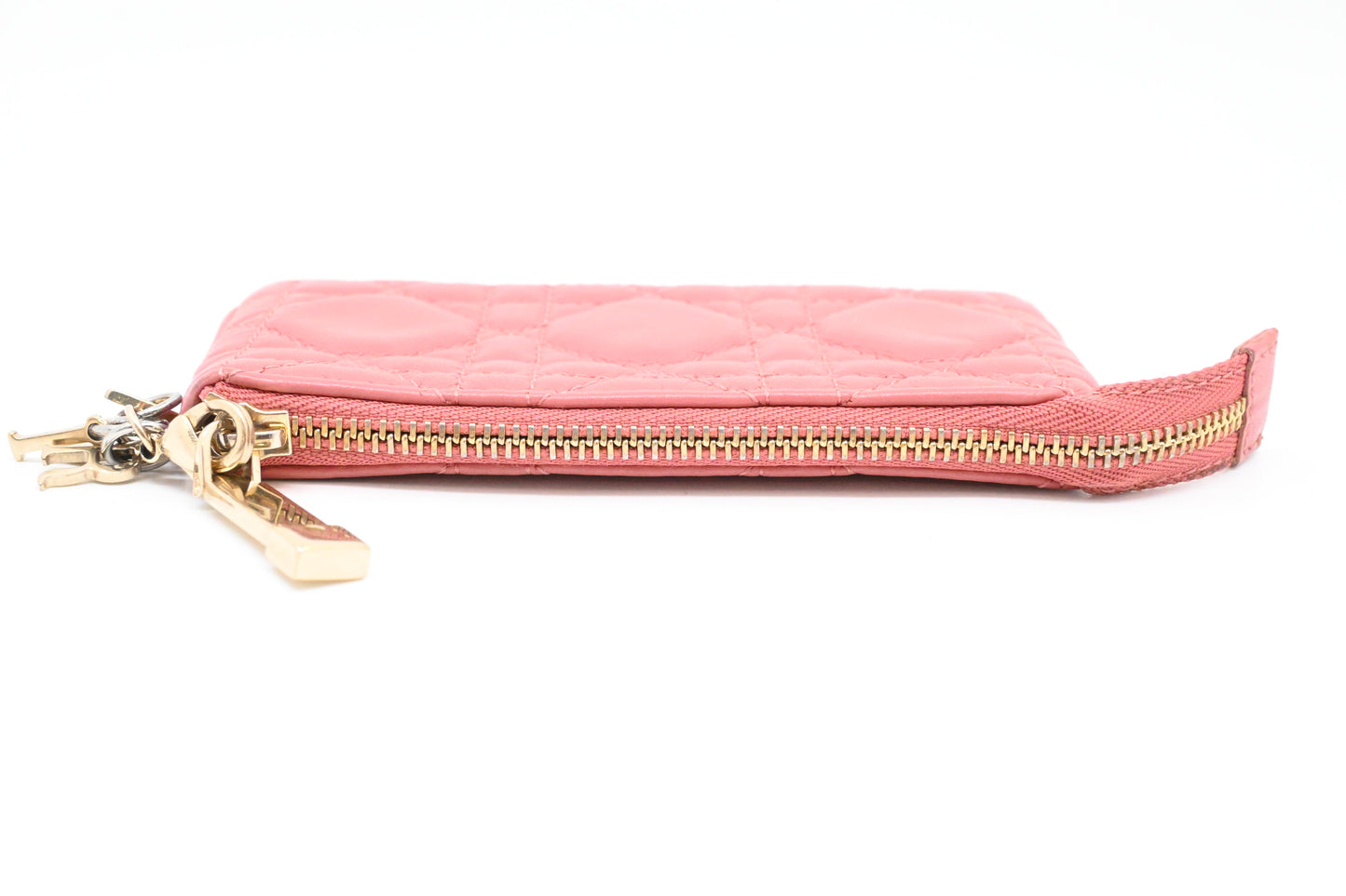 Dior Coin Case in Pink Cannage Leather