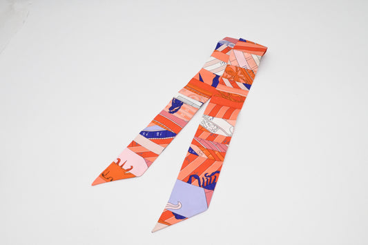 Hermes 'Astrologie' Twilly in Orange Silk