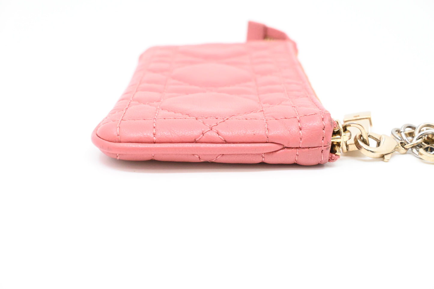 Dior Coin Case in Pink Cannage Leather