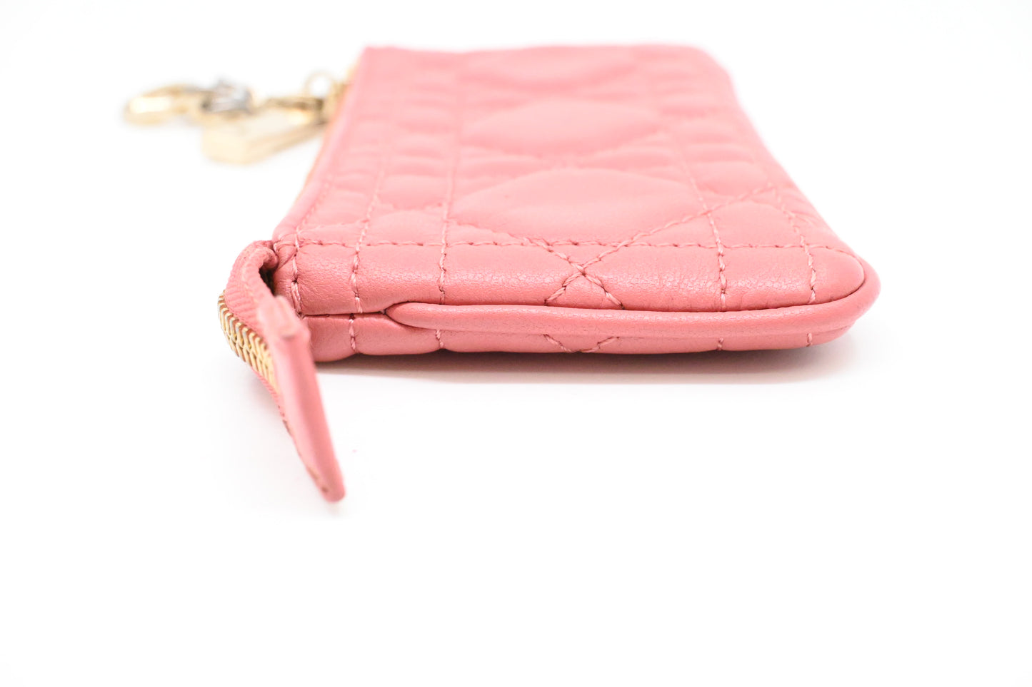 Dior Coin Case in Pink Cannage Leather