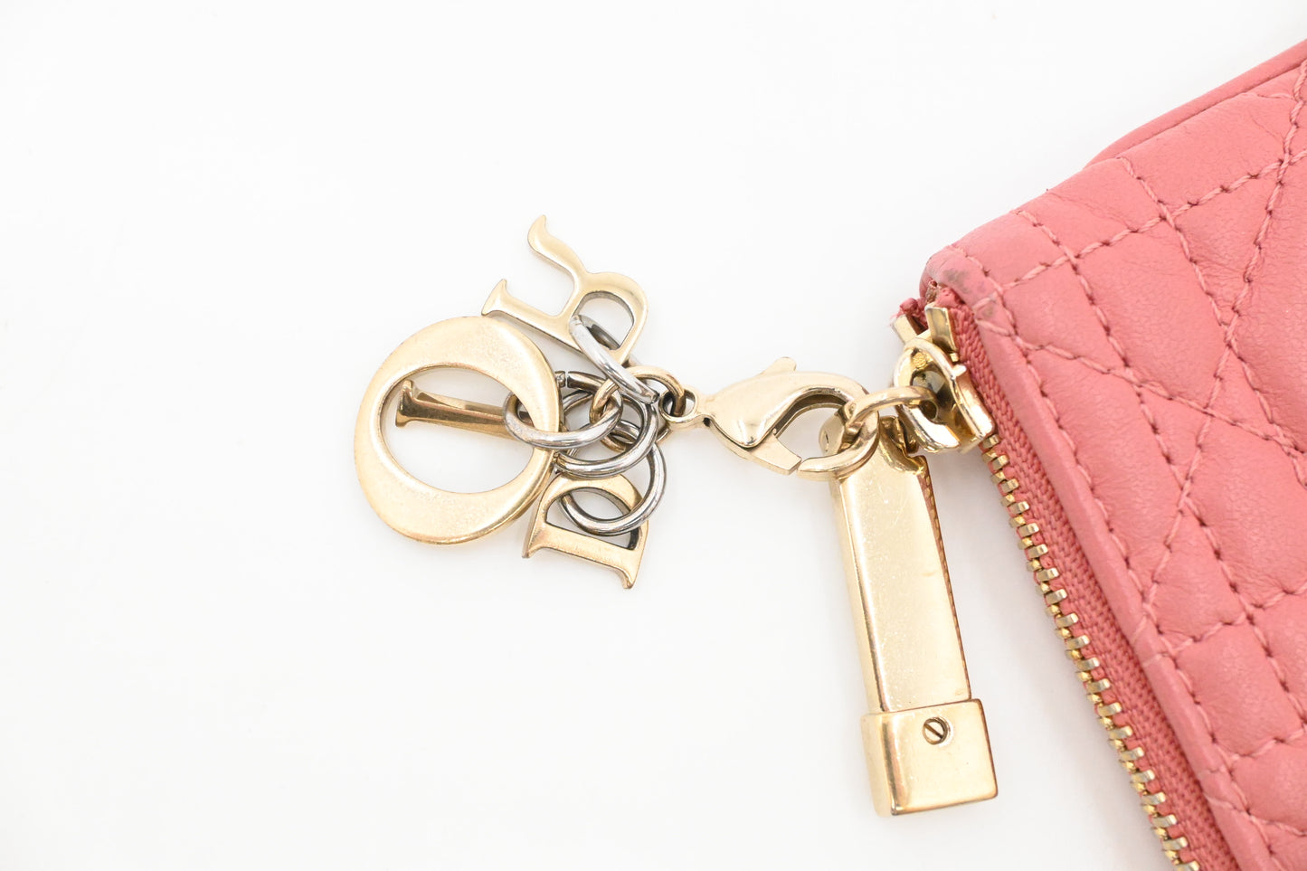 Dior Coin Case in Pink Cannage Leather