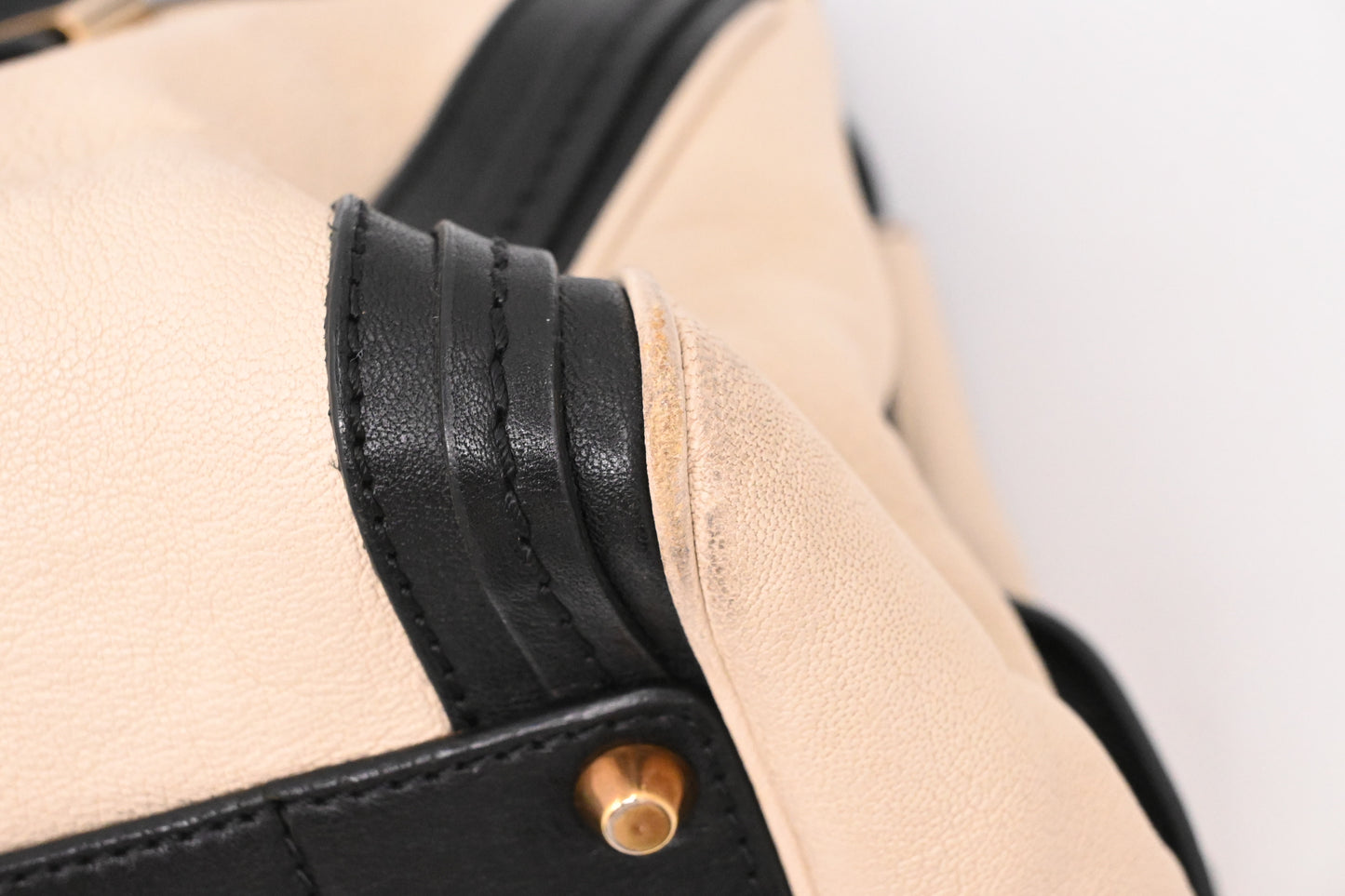 Chloe Alice Two Way Tote Bag in Cream and Black Leather
