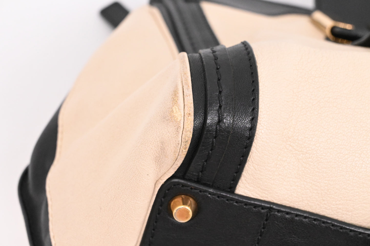 Chloe Alice Two Way Tote Bag in Cream and Black Leather