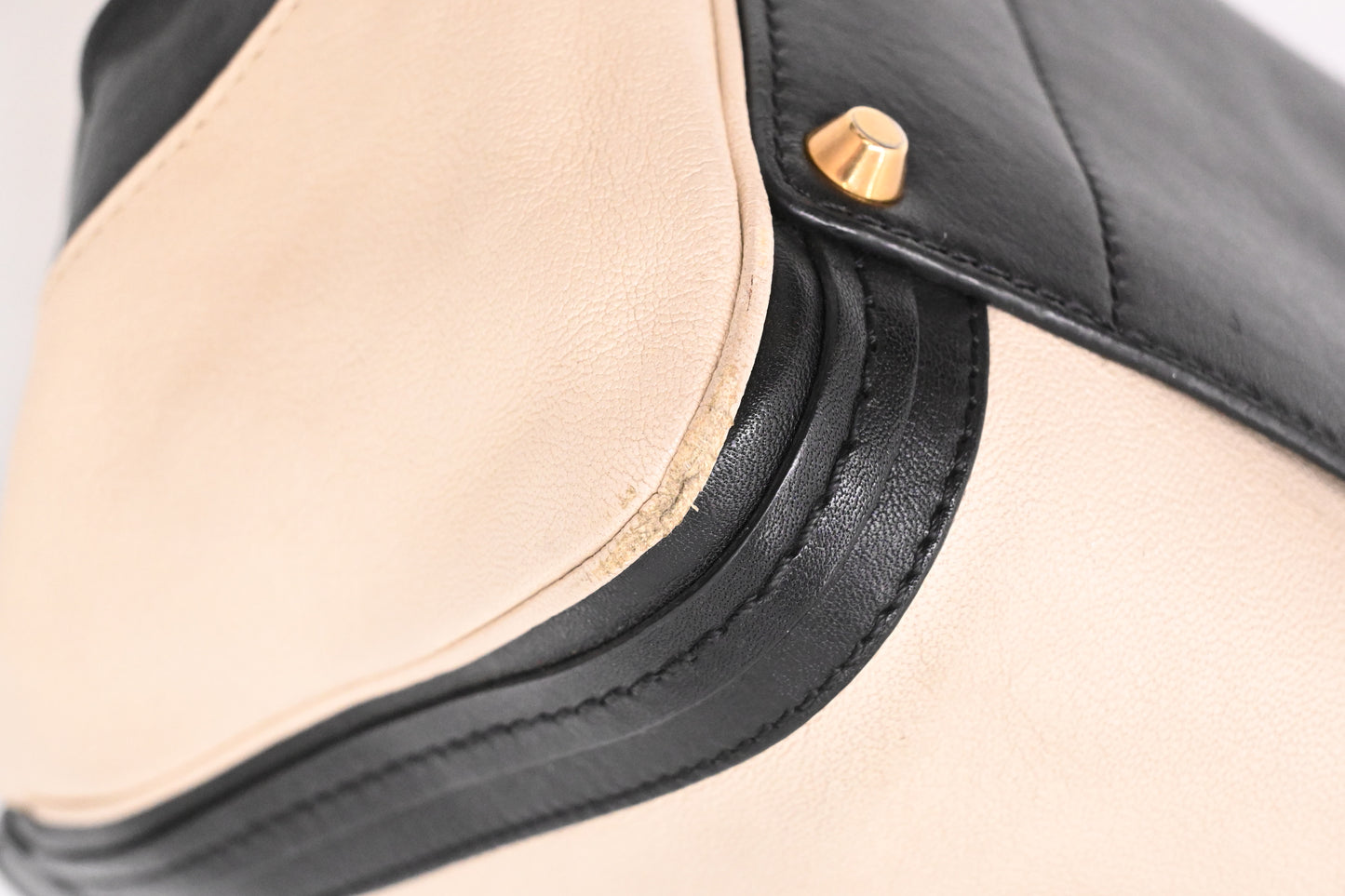 Chloe Alice Two Way Tote Bag in Cream and Black Leather