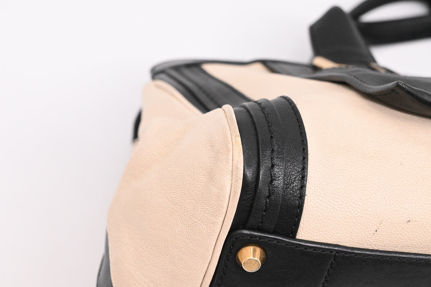 Chloe Alice Two Way Tote Bag in Cream and Black Leather