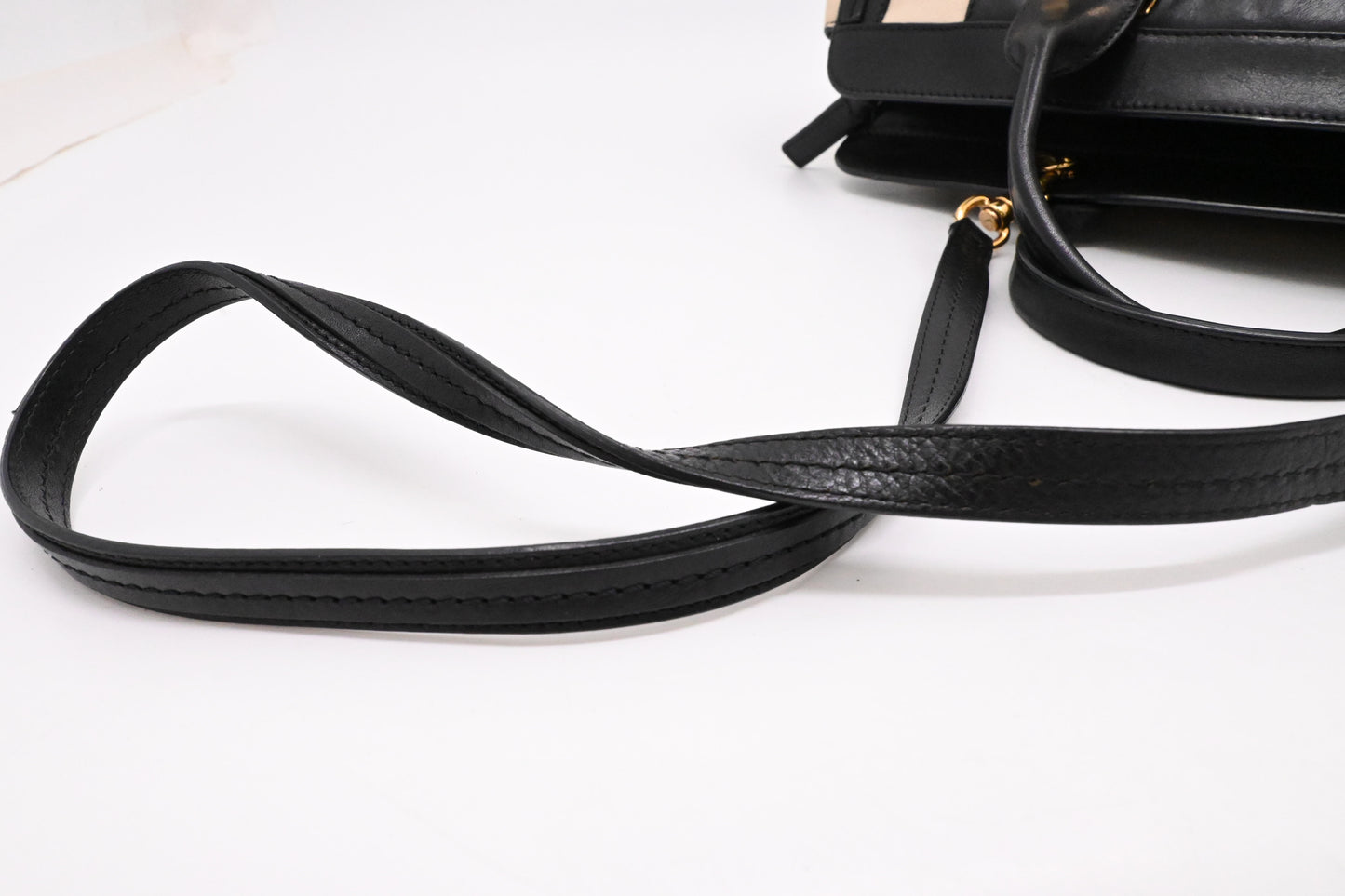Chloe Alice Two Way Tote Bag in Cream and Black Leather