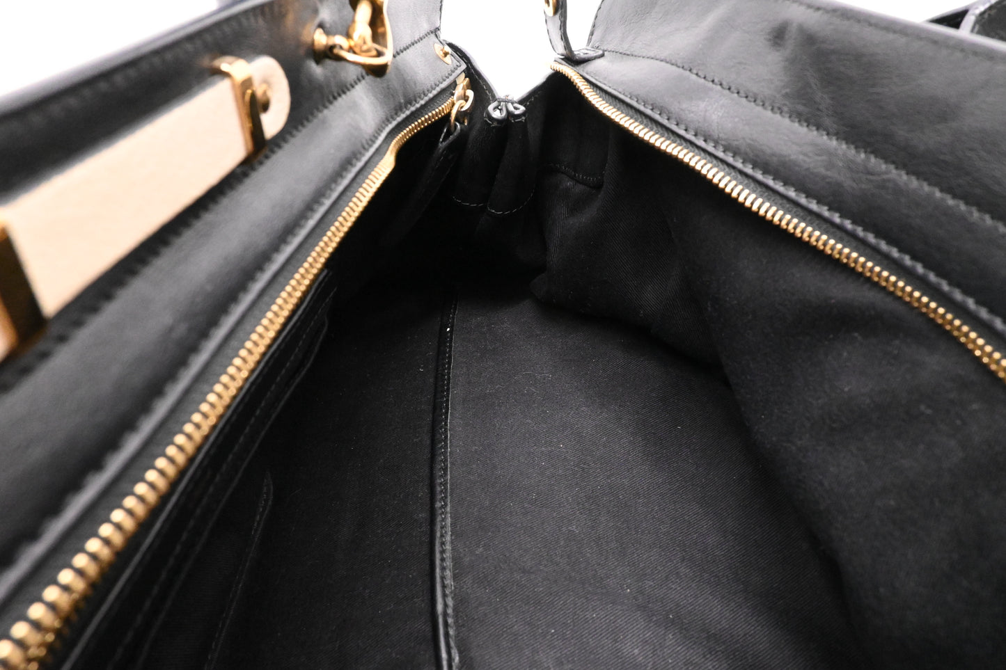 Chloe Alice Two Way Tote Bag in Cream and Black Leather