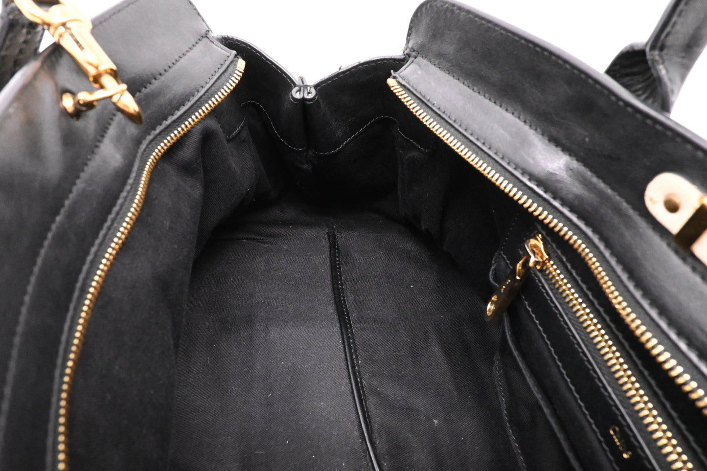 Chloe Alice Two Way Tote Bag in Cream and Black Leather