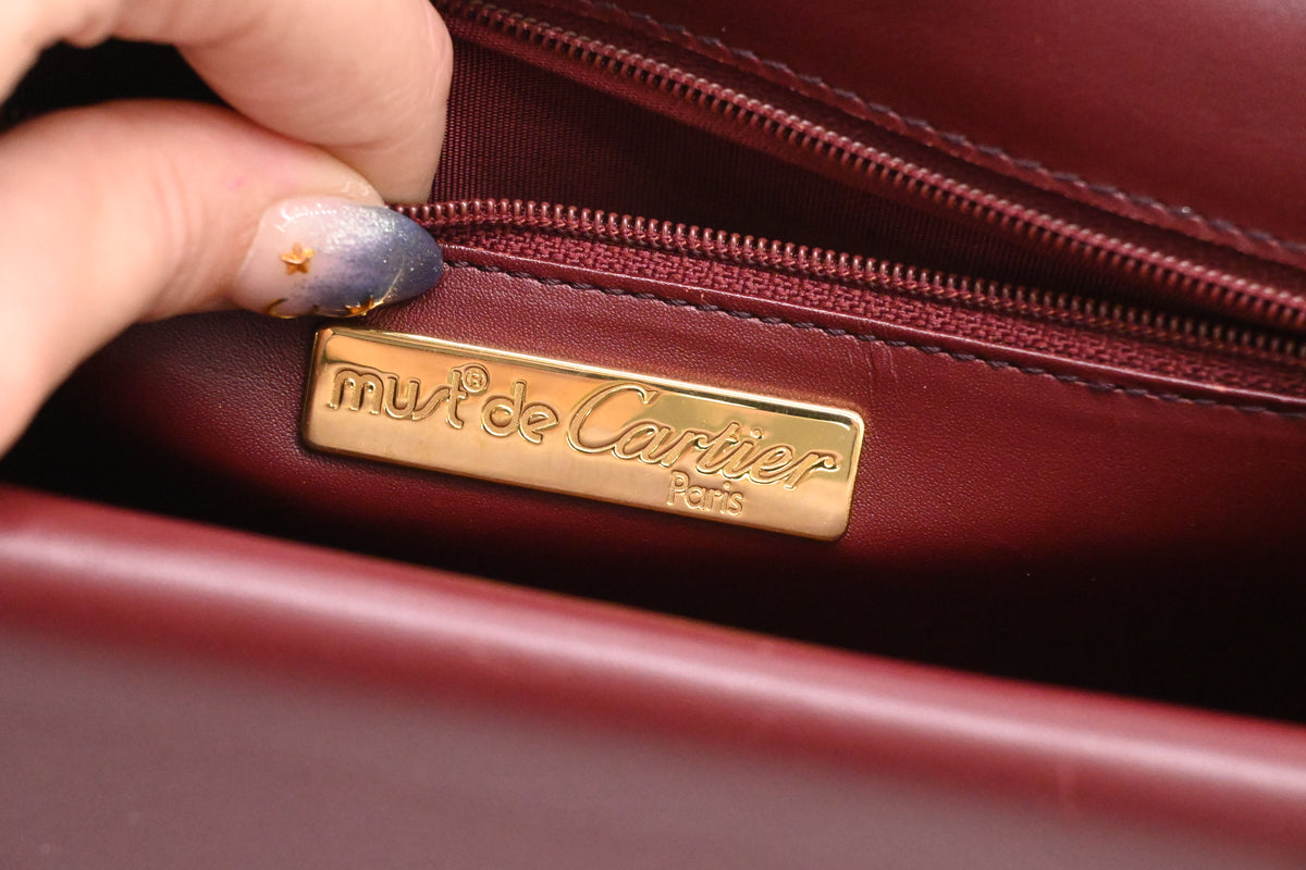 Cartier Crossbody Bag in Burgundy Leather