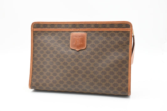 Celine Clutch in Brown Macadam Canvas