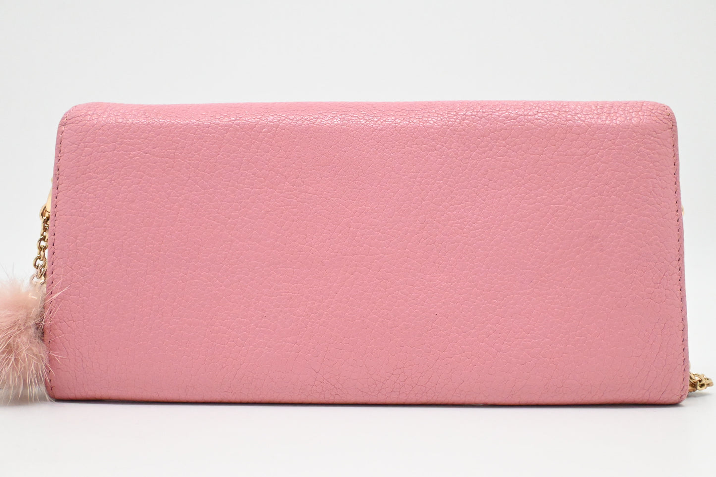 Miu Miu Wallet on Chain in Pink Leather