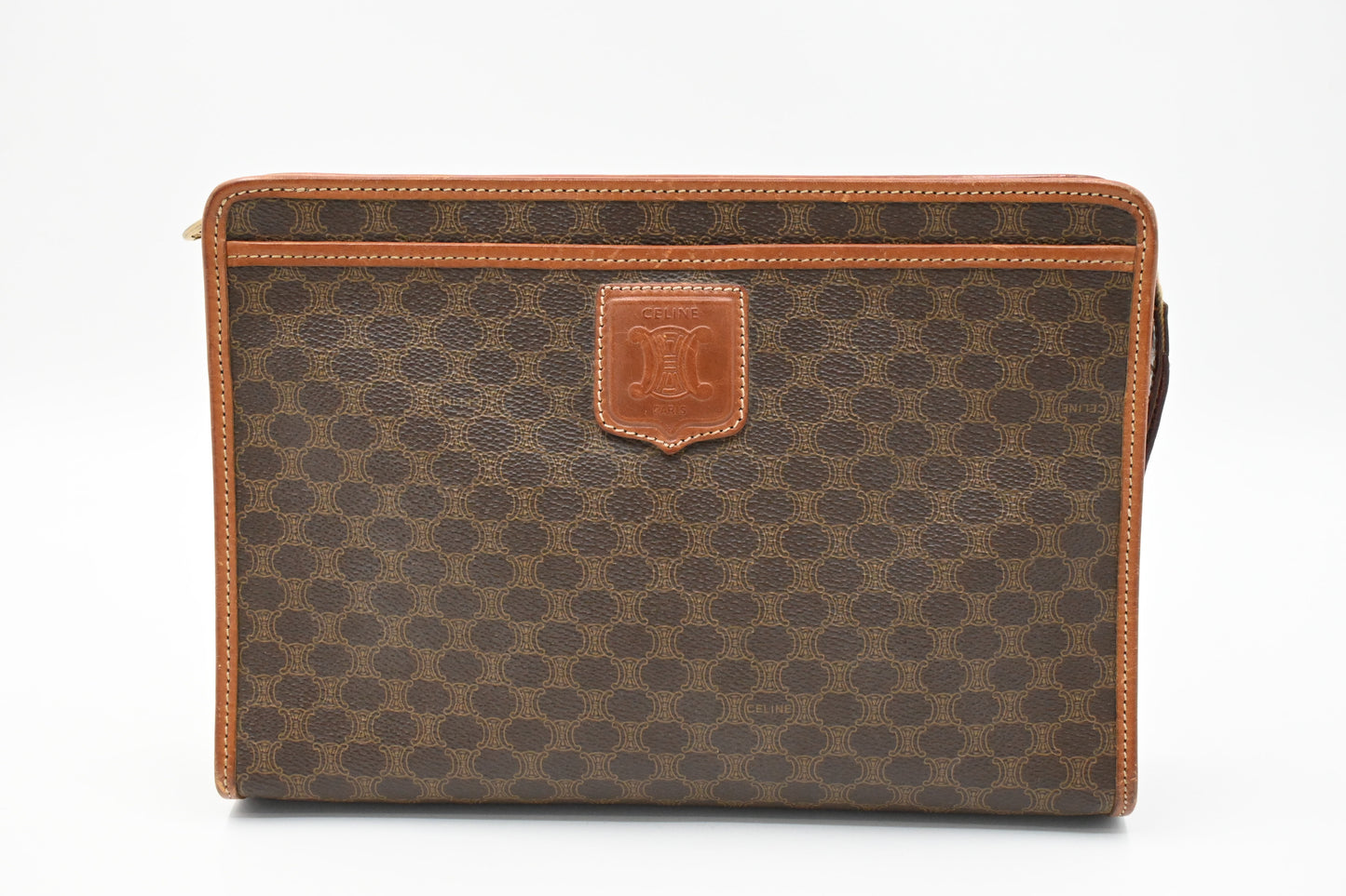 Celine Clutch in Brown Macadam Canvas