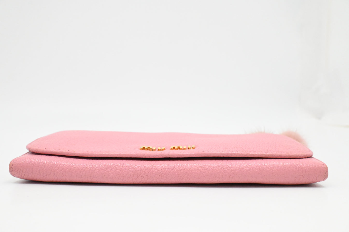 Miu Miu Wallet on Chain in Pink Leather