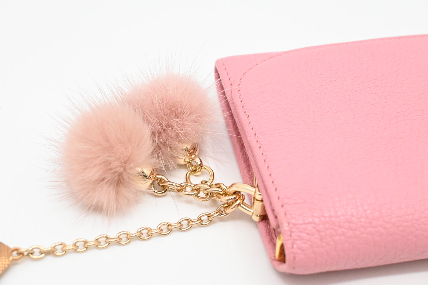 Miu Miu Wallet on Chain in Pink Leather