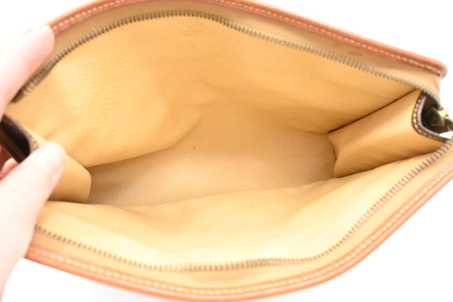 Celine Clutch in Brown Macadam Canvas