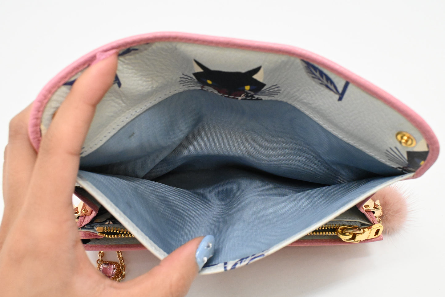 Miu Miu Wallet on Chain in Pink Leather