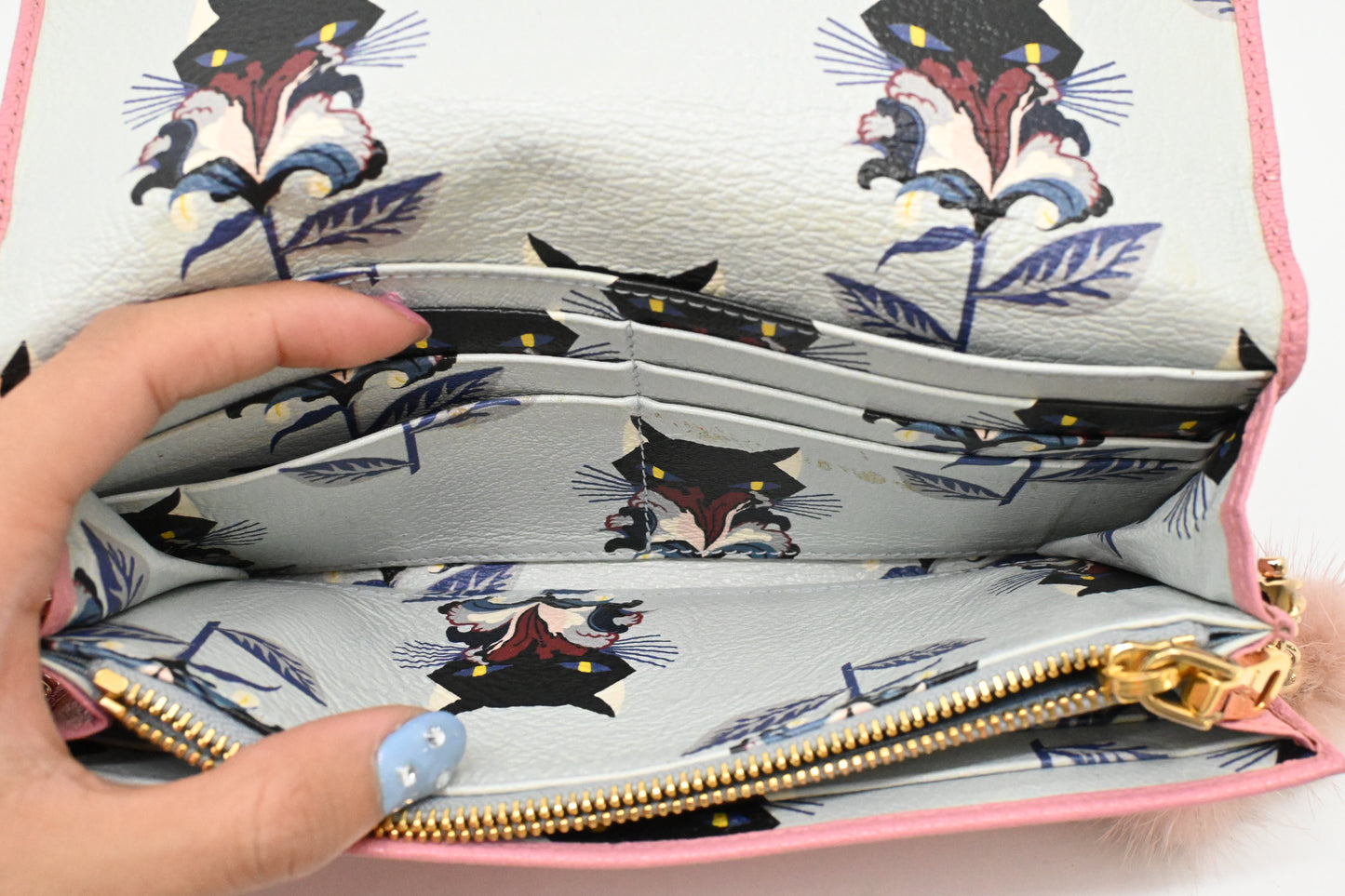 Miu Miu Wallet on Chain in Pink Leather