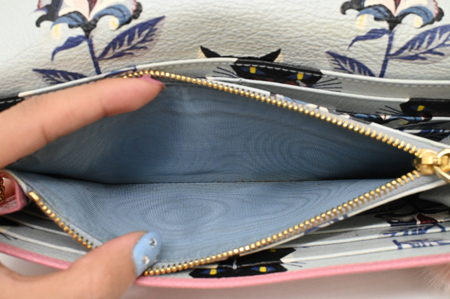 Miu Miu Wallet on Chain in Pink Leather