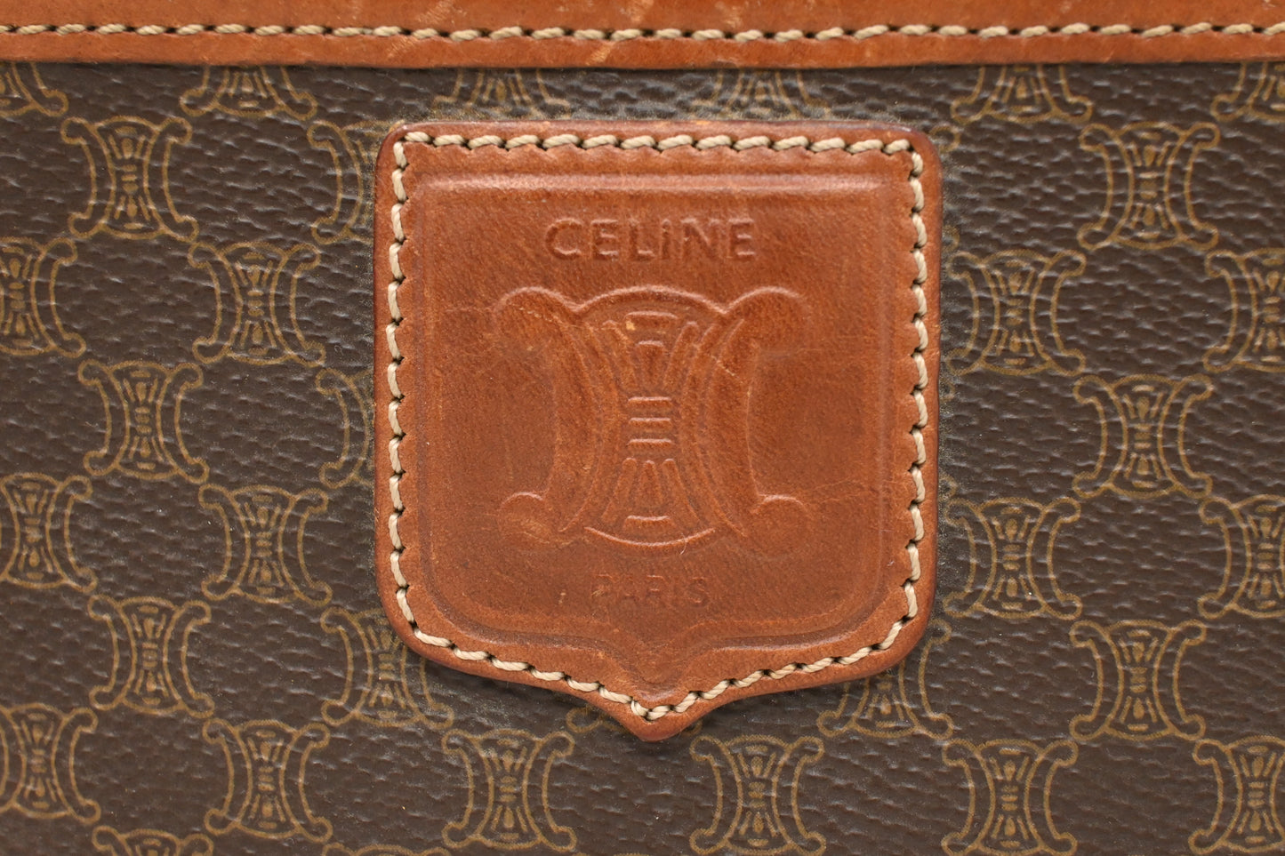 Celine Clutch in Brown Macadam Canvas