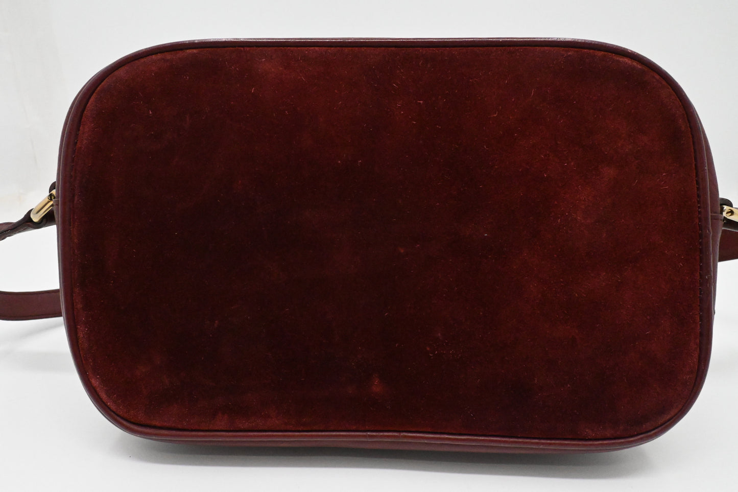 Cartier Shoulder Bag in Burgundy Suede Leather