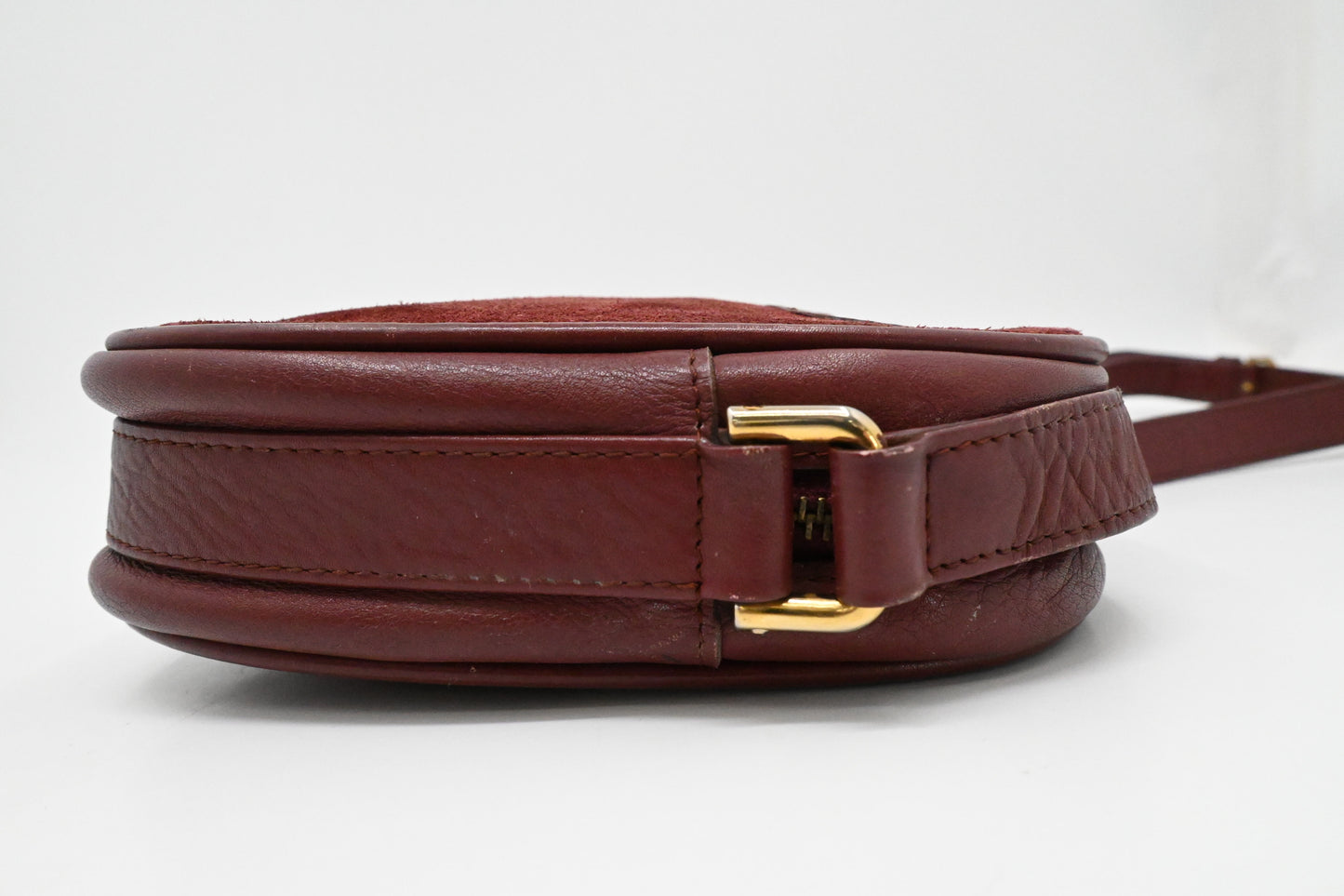 Cartier Shoulder Bag in Burgundy Suede Leather
