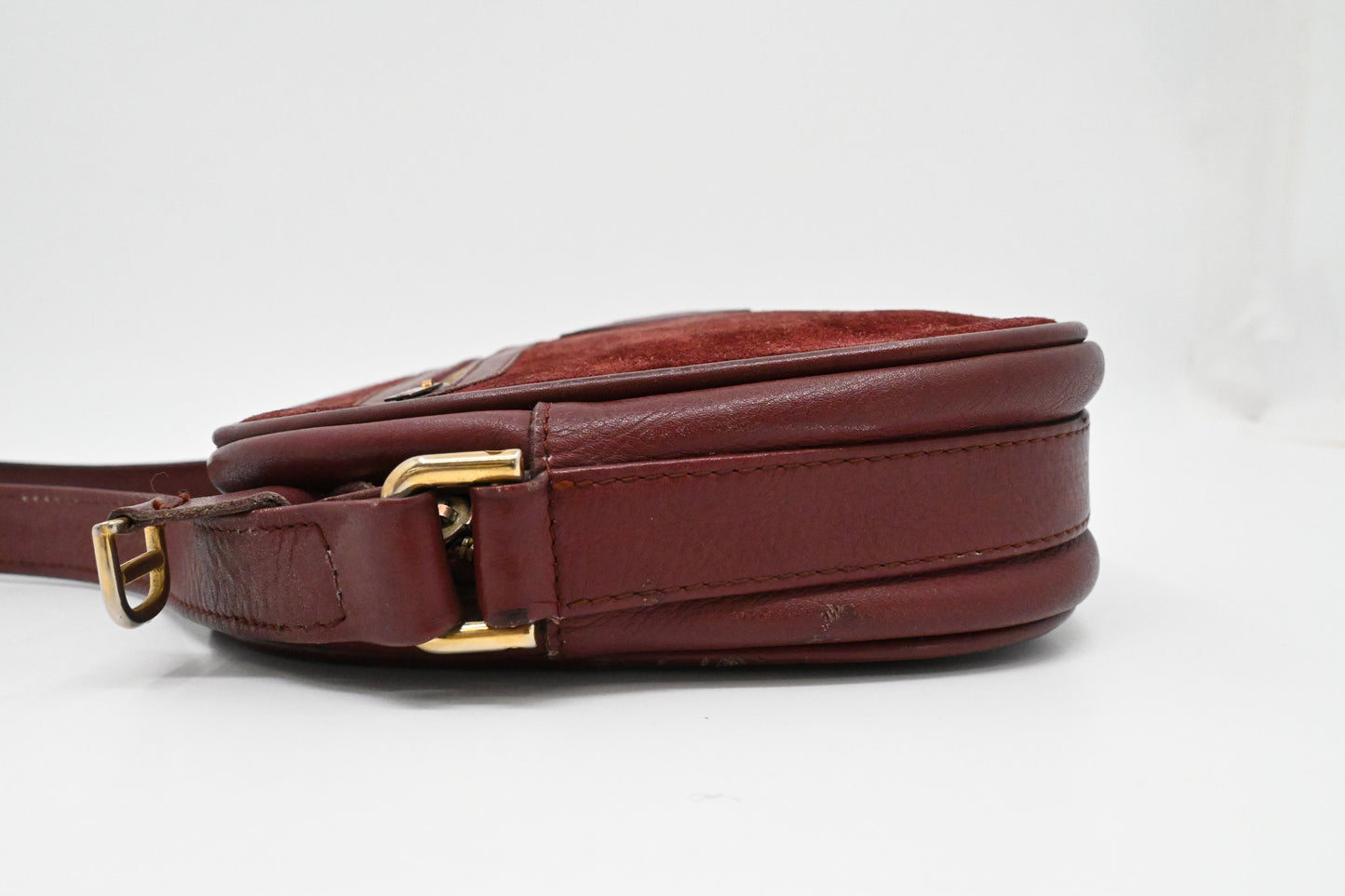 Cartier Shoulder Bag in Burgundy Suede Leather