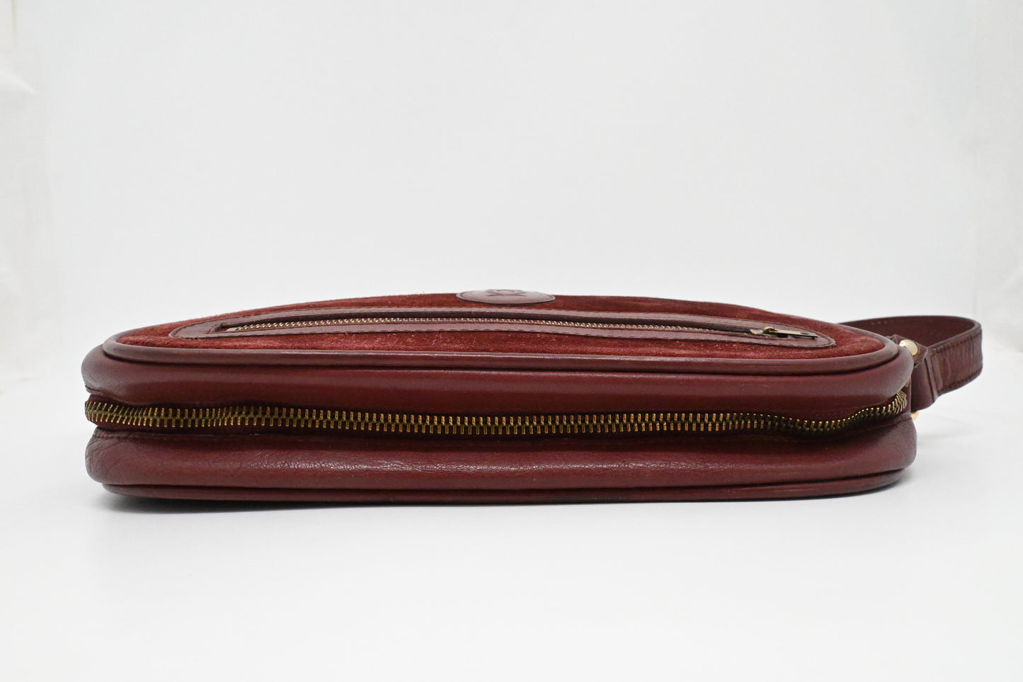 Cartier Shoulder Bag in Burgundy Suede Leather