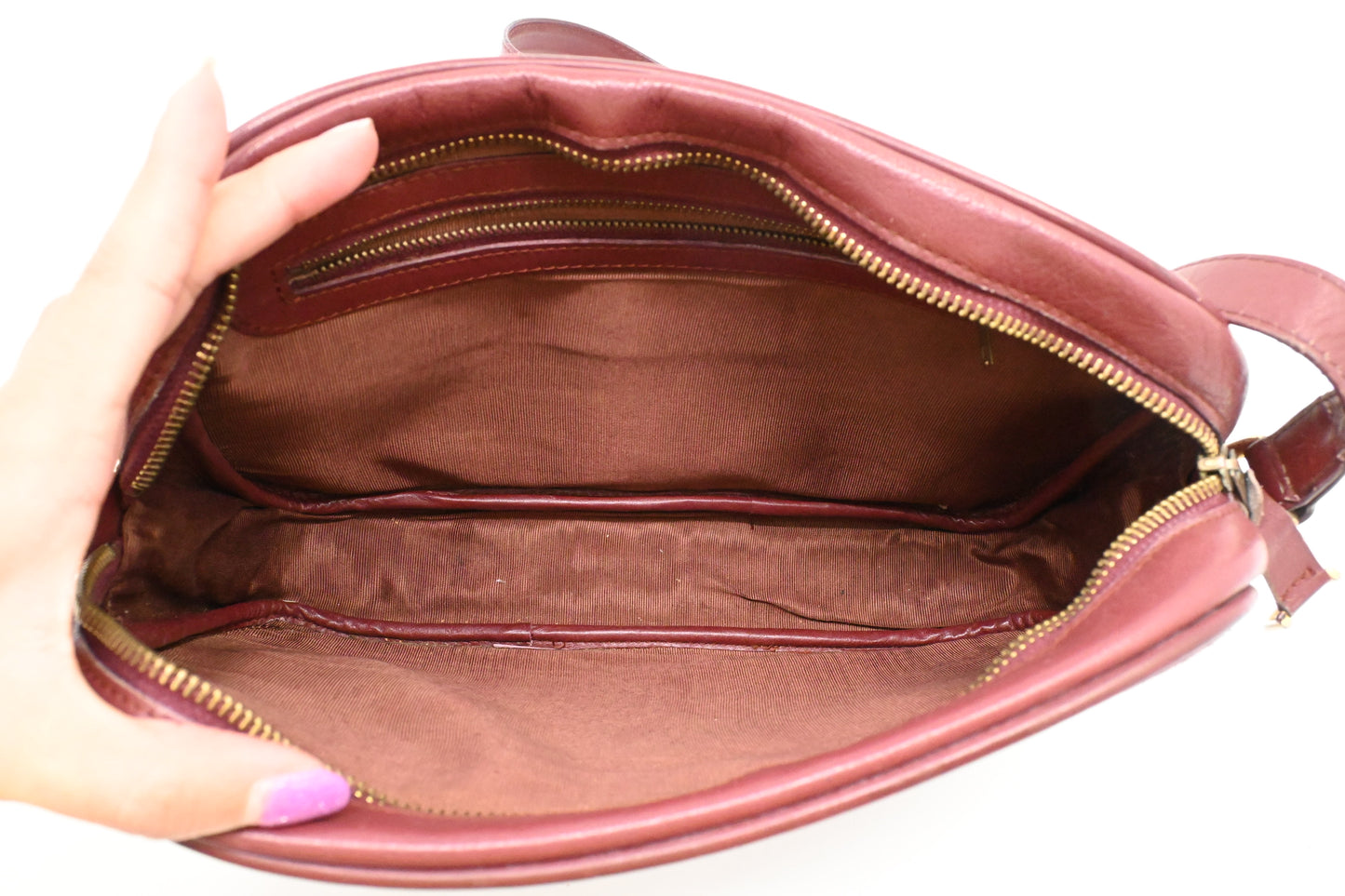 Cartier Shoulder Bag in Burgundy Suede Leather