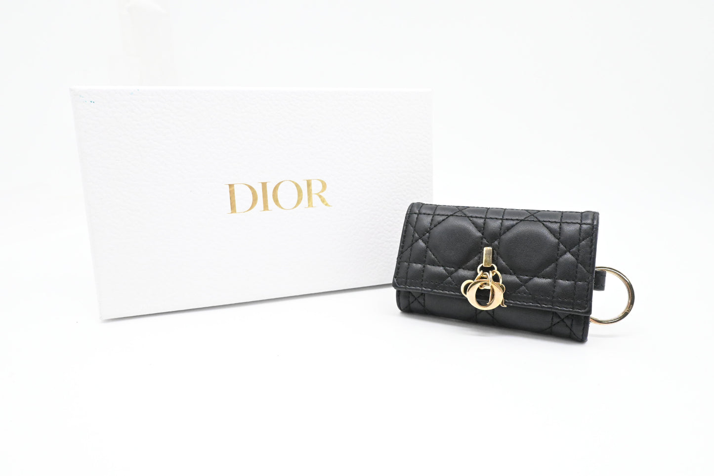 Dior Key Case in Black Cannage Leather