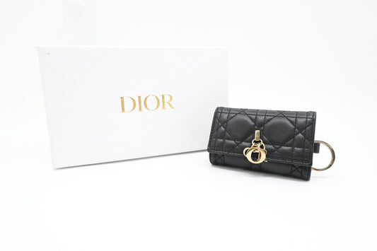 Dior Key Case in Black Cannage Leather