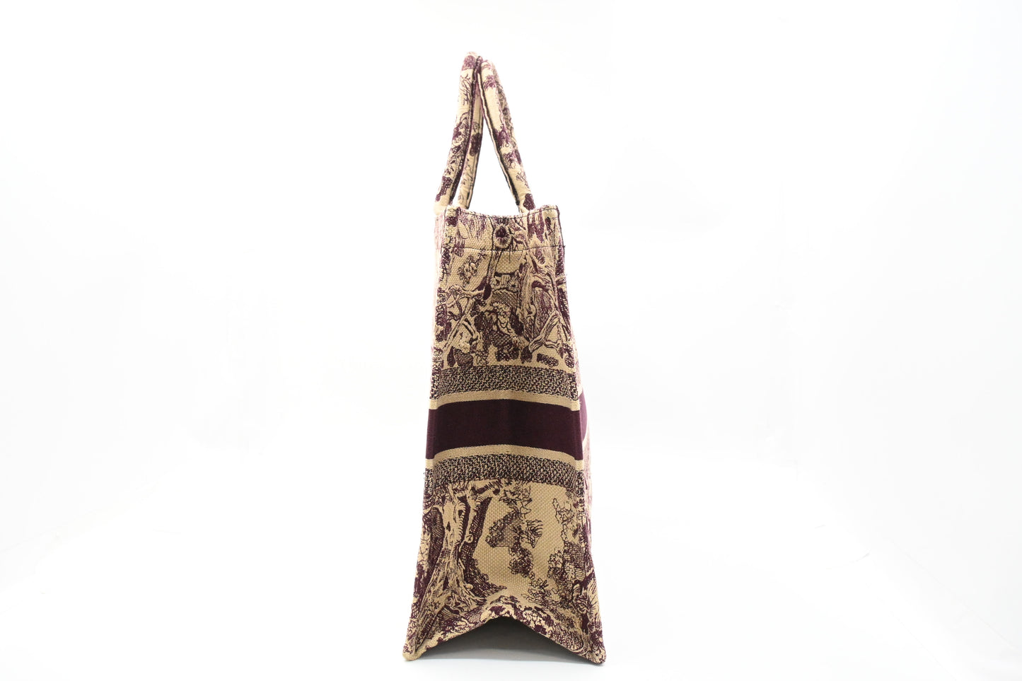 Dior Large Book Tote in Bordeaux Toile de Jouy Sauvage Embroidery