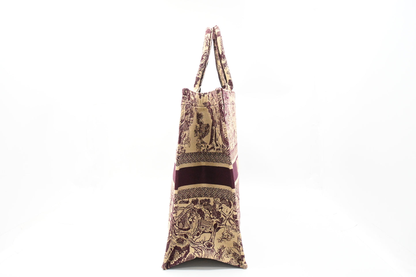 Dior Large Book Tote in Bordeaux Toile de Jouy Sauvage Embroidery
