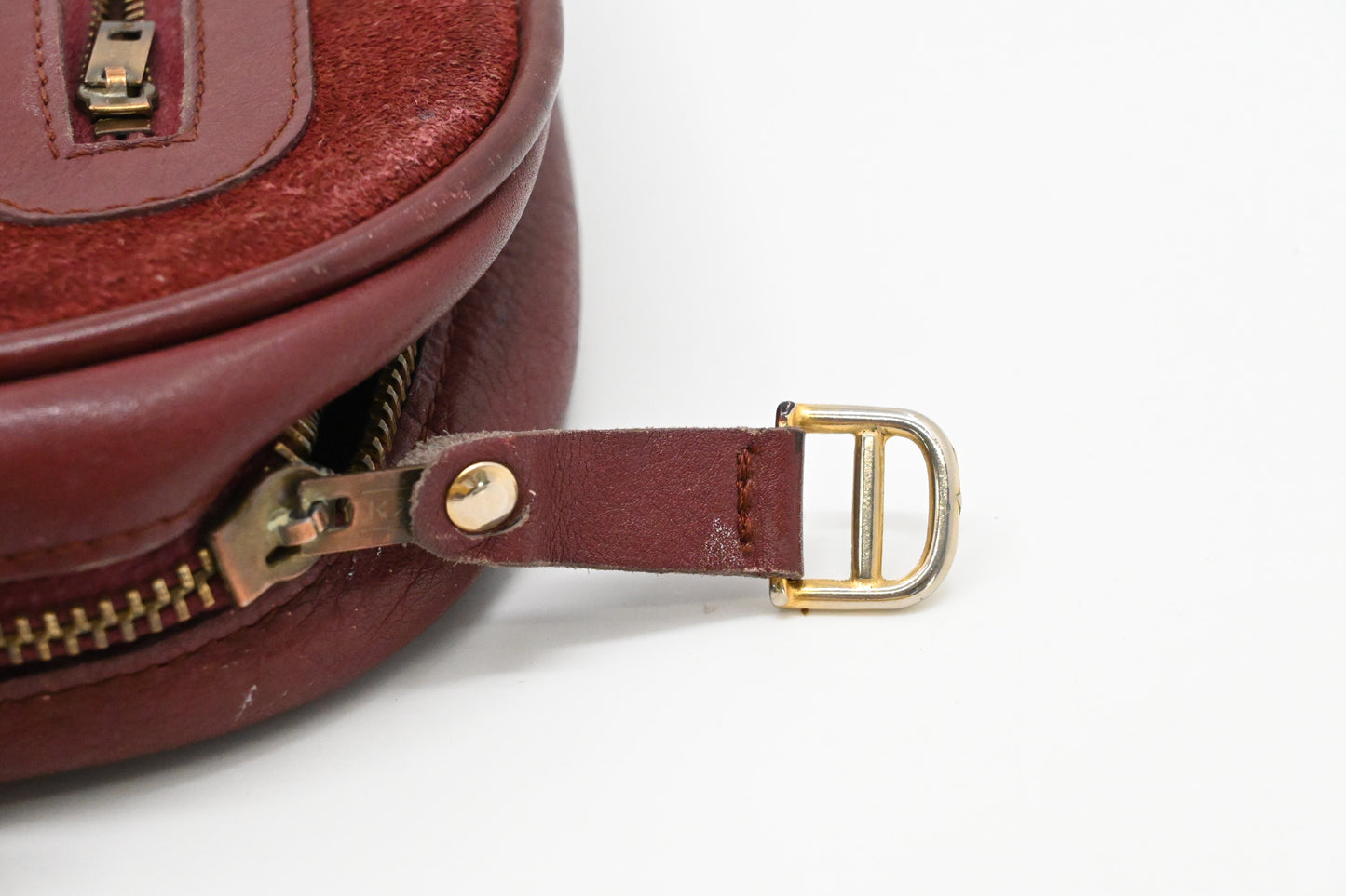 Cartier Shoulder Bag in Burgundy Suede Leather