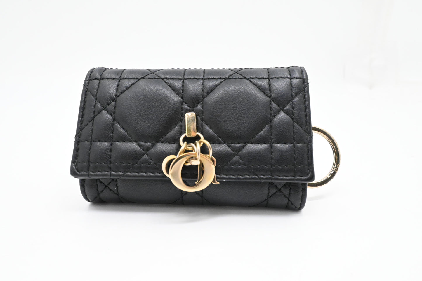 Dior Key Case in Black Cannage Leather