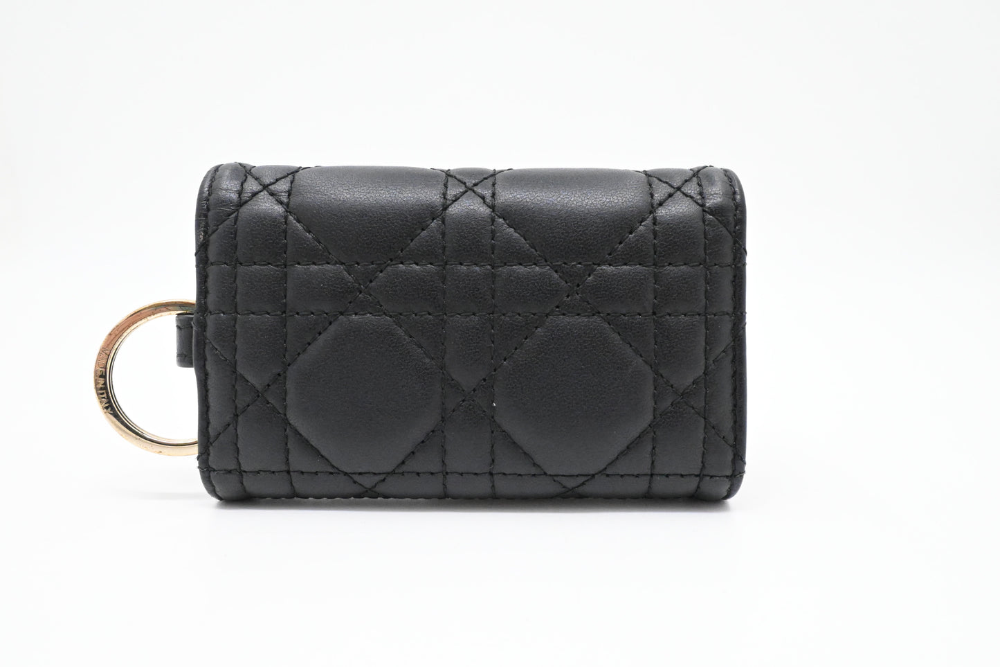 Dior Key Case in Black Cannage Leather