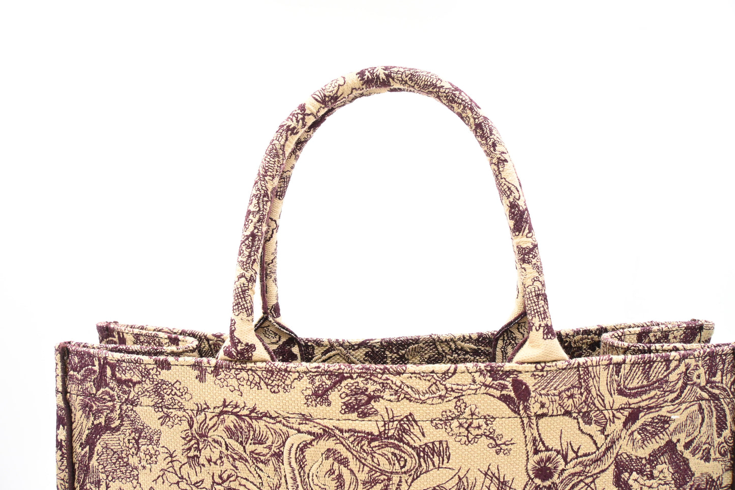 Dior Large Book Tote in Bordeaux Toile de Jouy Sauvage Embroidery