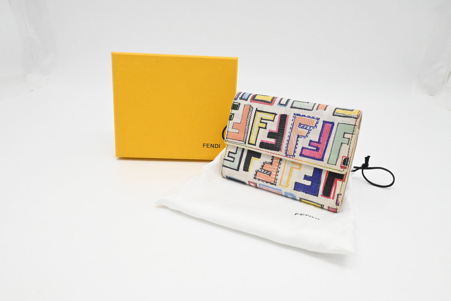Fendi Compact Wallet in Mutlicolor FF Canvas