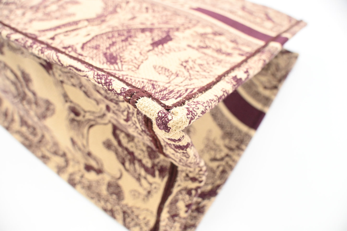 Dior Large Book Tote in Bordeaux Toile de Jouy Sauvage Embroidery