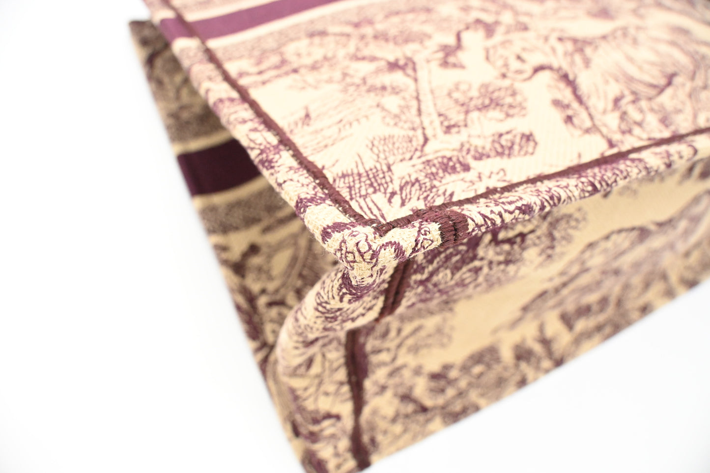 Dior Large Book Tote in Bordeaux Toile de Jouy Sauvage Embroidery